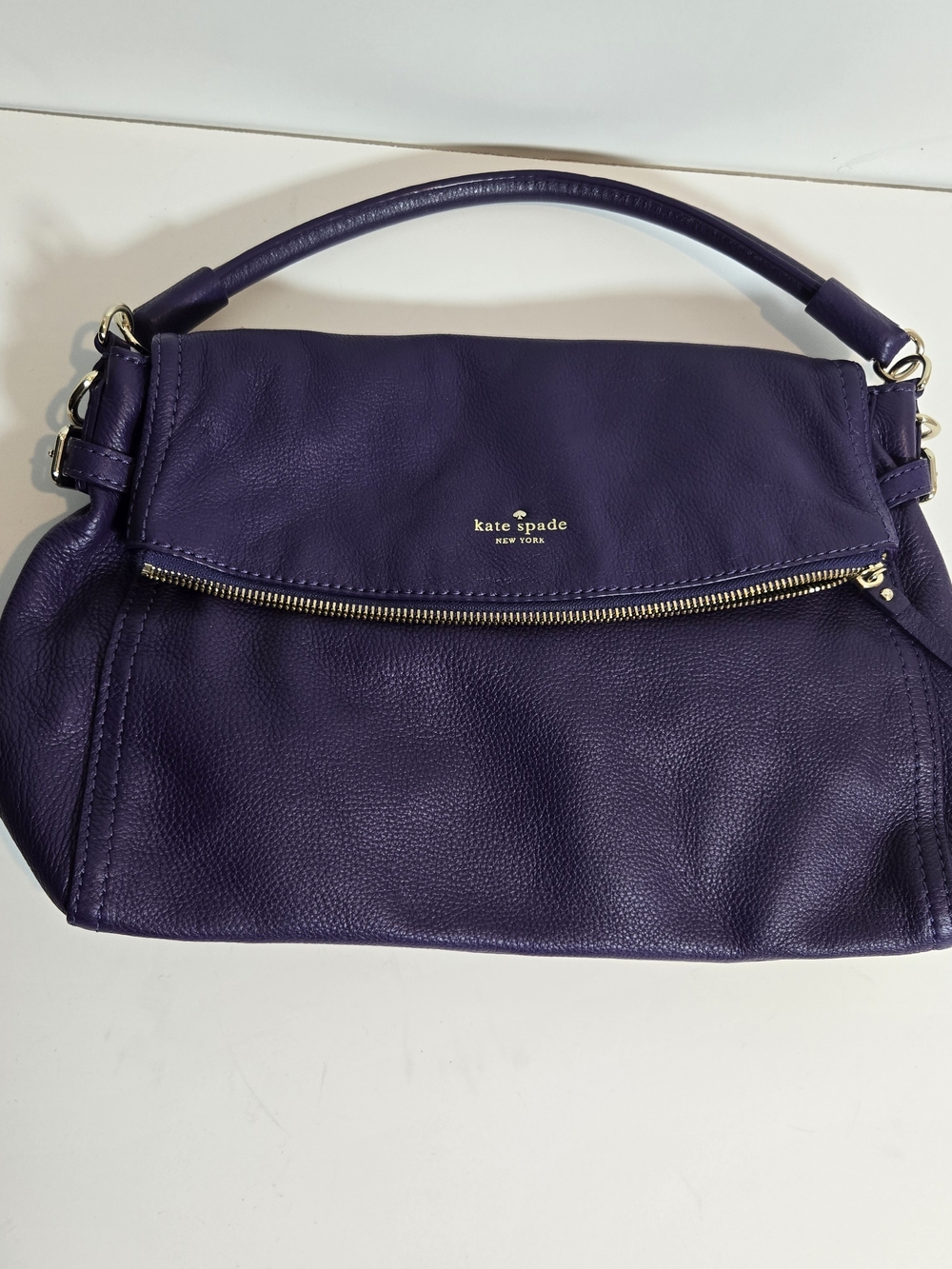 kate spade Purple Leather Shoulder Bag with Gold Hardware